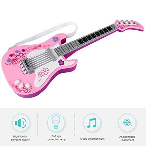 Juguete bajo para niños Juguete de Guitarra Multifuncional Juguete para Instrumentos Musicales Ligeros para niños Azul Verde Rosa(Rosado)