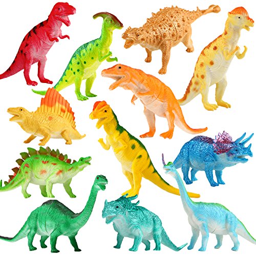 Juguete Grande de Dinosaurio de 7 Pulgadas(12 paquetes), Material Seguro Diversos Dinosaurios Realistas, Dinosaurio de Vinilo Juguetes para Aficionados de Fiestas para la Educación de Bebé Niños