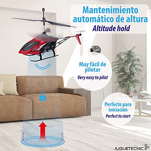 Juguetecnic Helicóptero Teledirigido Eagle 32cm | con Batería y Emisora 2.4 GHz de 3.5 Canales | Vuelo Interior y Exterior | Indestructible iniciación