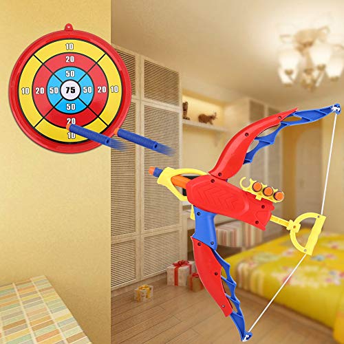 Juguetes de Arco de EVA, Juguete de Arco para Niños, Servicio de Juguete de Tiro con Arco, Juguetes de Tiro con Arco para Niños con 4 Balas para Jugar con Amigos, para Jugar en Interiores Y