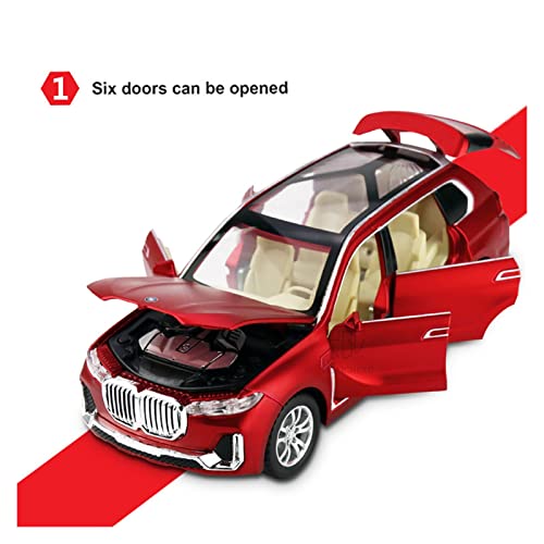 Juguetes Modelos Coches Coleccionables 1:32 para BMW X7 Aleación Diecast SUV Modelo De Coche Decoración Coleccionables Adornos Decorativos Festival (Color : Rojo)