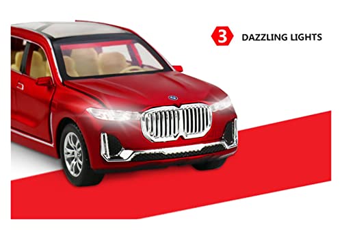 Juguetes Modelos Coches Coleccionables 1:32 para BMW X7 Aleación Diecast SUV Modelo De Coche Decoración Coleccionables Adornos Decorativos Festival (Color : Rojo)