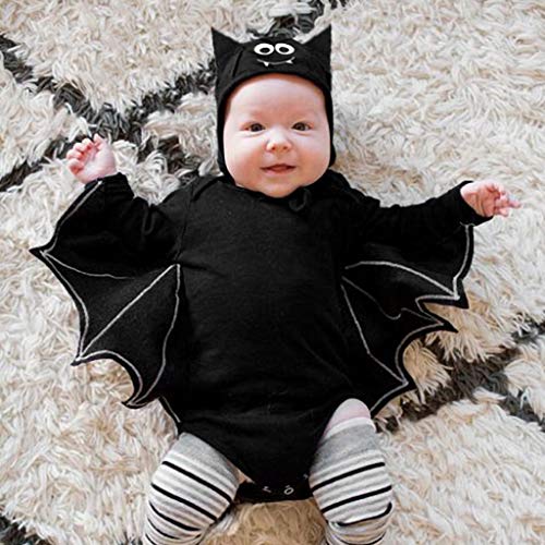 K-Youth Disfraz Vampirina Niña Halloween Cosplay Murciélago Ropa Bebe Nino Recien Nacido Disfraz Halloween Bebe Niña Trajes para Bebes Bautizo Ropa Bebe Niña Invierno Cumpleaños (Negro, 12-18 Meses)