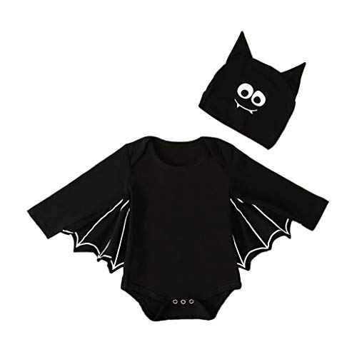 K-Youth Disfraz Vampirina Niña Halloween Cosplay Murciélago Ropa Bebe Nino Recien Nacido Disfraz Halloween Bebe Niña Trajes para Bebes Bautizo Ropa Bebe Niña Invierno Cumpleaños (Negro, 12-18 Meses)