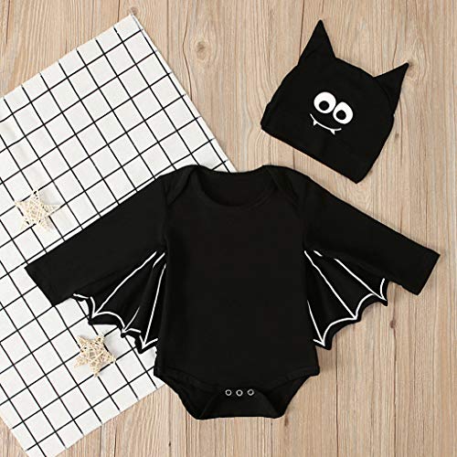 K-Youth Disfraz Vampirina Niña Halloween Cosplay Murciélago Ropa Bebe Nino Recien Nacido Disfraz Halloween Bebe Niña Trajes para Bebes Bautizo Ropa Bebe Niña Invierno Cumpleaños (Negro, 12-18 Meses)