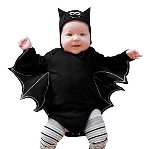 K-Youth Disfraz Vampirina Niña Halloween Cosplay Murciélago Ropa Bebe Nino Recien Nacido Disfraz Halloween Bebe Niña Trajes para Bebes Bautizo Ropa Bebe Niña Invierno Cumpleaños (Negro, 12-18 Meses)