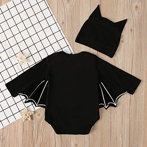 K-Youth Disfraz Vampirina Niña Halloween Cosplay Murciélago Ropa Bebe Nino Recien Nacido Disfraz Halloween Bebe Niña Trajes para Bebes Bautizo Ropa Bebe Niña Invierno Cumpleaños (Negro, 12-18 Meses)