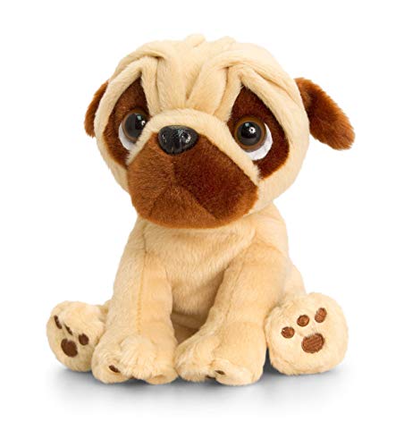 Keel Toys KEELTOYS-Peluche Animotsu Pugsley Carlin 20 cm-SD0590, Beige, Marrón , color/modelo surtido