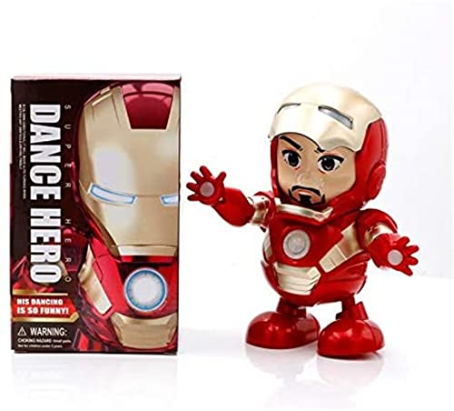 kepos Baile Música Vengadores Iron Man Robot Juguete Linterna LED Tony Stark Ironman Figuras de Acción Juguetes Electrónicos para Niños Regalo Baile Iron Man Dance Hero Robot (Bumblebee)