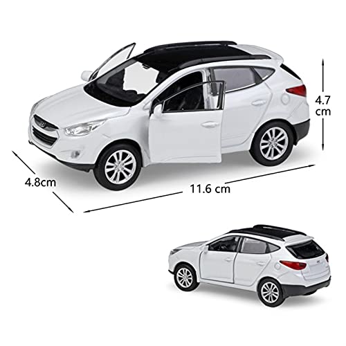 Kit Juguetes Coches Metal Resistente para Hyundai Tucson IX35 1:36 Simulación De Aleación De Fundición A Presión Modelo De Coche Serie De Regalo Niños Maravilloso Regalo (Color : White)