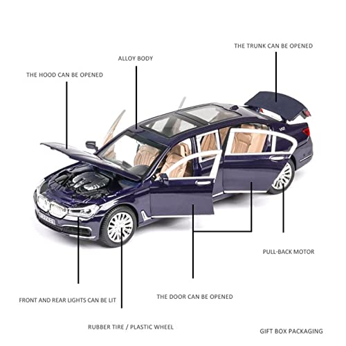 Kits Juguete Modelo Coche Clásico 1:24 For BMW 760 Edición Extendida Aleación Sonido Y Luz 6 Puertas Tire hacia Atrás Modelo De Coche Decoración Regalo Recuerdo Expresión De Amor (Color : 2)