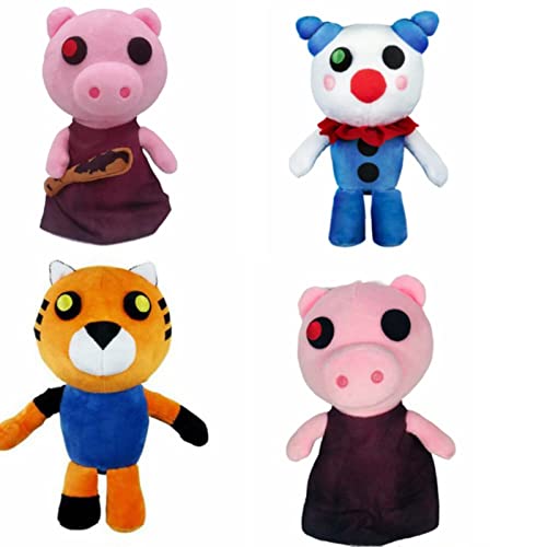 KJHD 4 Piezas 25 Cm Juego Roblox Piggy Muñecos De Peluche, Suave Animal De Peluche Piggy Payaso Tigre Juguetes De Peluche, Muñecos De Animales Payaso Regalos para Niños