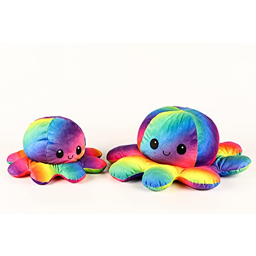 KUNSTIFY Peluche de pulpo de peluche para niñas, mujeres, niños y que quieren expresar su estado de ánimo, regalo para novia (arcoíris)