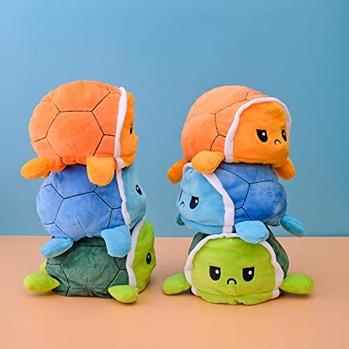 KUNSTIFY Tortuga de peluche reversible para niñas, mujeres, niños y bebés, para expresar humor, regalo para novia, tortuga naranja