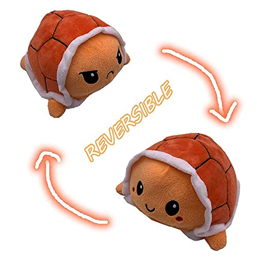 KUNSTIFY Tortuga de peluche reversible para niñas, mujeres, niños y bebés, para expresar humor, regalo para novia, tortuga naranja