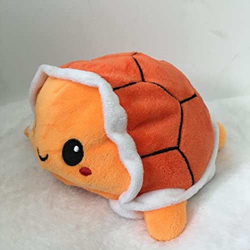 KUNSTIFY Tortuga de peluche reversible para niñas, mujeres, niños y bebés, para expresar humor, regalo para novia, tortuga naranja