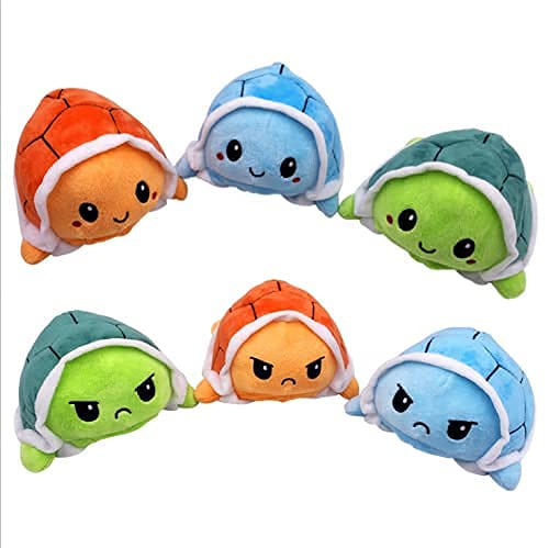 KUNSTIFY Tortuga de peluche reversible para niñas, mujeres, niños y bebés, para expresar humor, regalo para novia, tortuga naranja