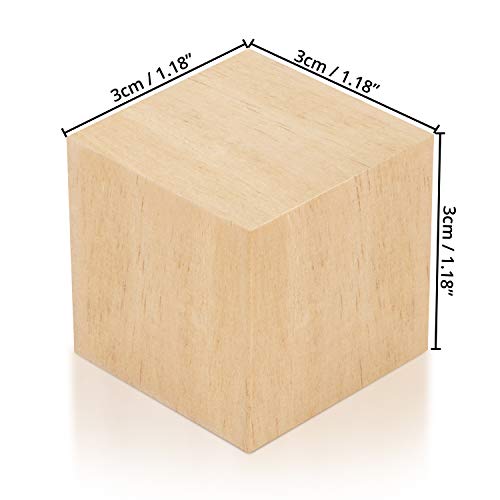 Kurtzy Bloques de Madera Cuadrados Pequeños (Pack de 60) - 3 x 3 x 3cm Cubo Madera Pino Natural sin Acabado - Bloque Madera Educativo Manualidades para Bricolaje, Rompecabezas, Números