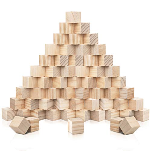 Kurtzy Bloques de Madera Cuadrados Pequeños (Pack de 60) - 3 x 3 x 3cm Cubo Madera Pino Natural sin Acabado - Bloque Madera Educativo Manualidades para Bricolaje, Rompecabezas, Números