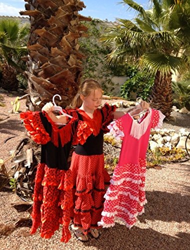 La Senorita Vestido Flamenco Sevillana Español Traje de Flamenca chica/niños rojo negro