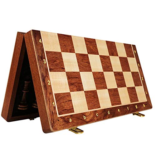 LAIDEPA Juego de Tablero Ajedrez Madera Profesional, Portátil Tablero Ajedrez Plegable con Almacenamiento Interior, Juego Táctico Clásico Juguetes Educativos, Regalo Empresa,45*45cm