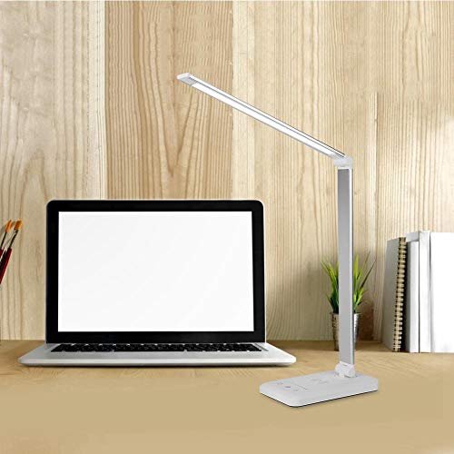 Lámpara de mesa, lámpara de noche LED, DC5V 2A, lámpara de escritorio LED alimentada por USB, cargador inalámbrico, luz de mesa regulable para dormitorio de estudio(A)