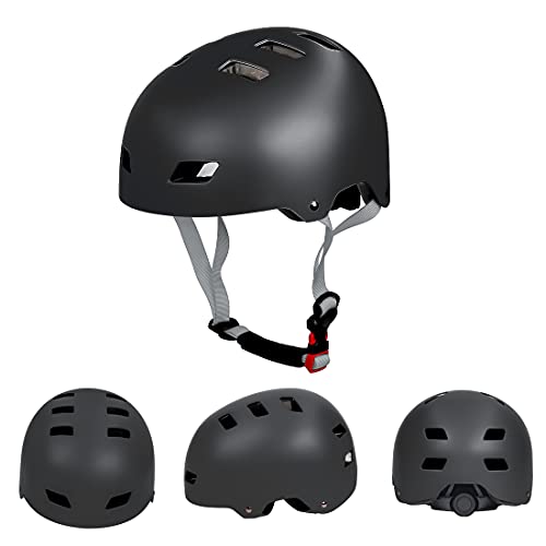 LANOVAGEAR Casco Infantil Set de Protección Casco Protección Patinaje 2-8 años Ajustable Rodilleras Coderas y Muñequeras para Patinaje Ciclismo Monopatín Skateboard (Negro, S)