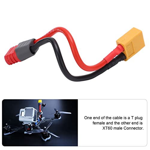 Lantuqib Enchufe en T Hembra a XT60 Macho, 14AWG Cable Adaptador de Batería RC Suave de Alta Resistencia Y Alta Seguridad para Cargador de Batería RC Lipo