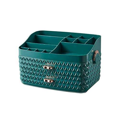 LASIMAO con cajones Maquillaje, Caja de Almacenamiento de Maquillaje, Caja de Almacenamiento de Joyas Organizador de Escritorio Caja de joyería para vestidor Baño de Dormitorio,Verde