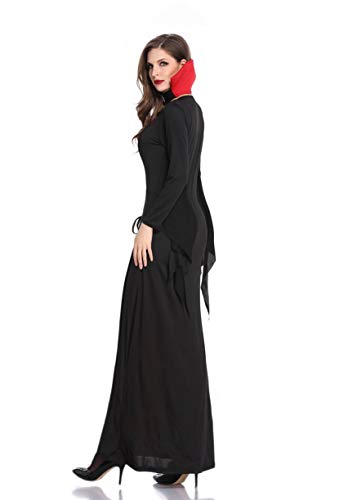 LATH.PIN Disfraz de bruja para mujer – Cosplay vampiro vestido largo Halloween Carnaval Oversize vestido de manga larga Negro XL