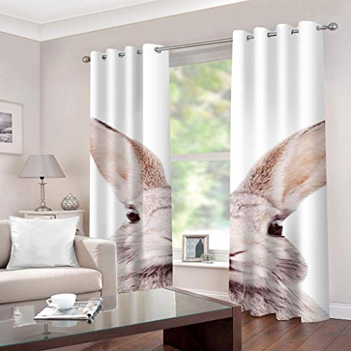 L.BAN Cortinas Opacas para la Sala de Estar del Dormitorio - Cortinas de Ventana con Ojales de Varilla con Aislamiento térmico, Cortinas Opacas Reductoras de luz de Conejo Animal, 2 Paneles, 39,4