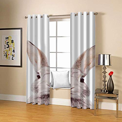 L.BAN Cortinas Opacas para la Sala de Estar del Dormitorio - Cortinas de Ventana con Ojales de Varilla con Aislamiento térmico, Cortinas Opacas Reductoras de luz de Conejo Animal, 2 Paneles, 39,4