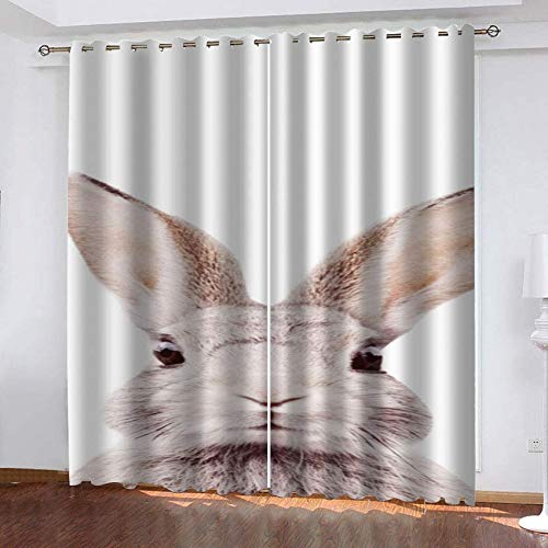 L.BAN Cortinas Opacas para la Sala de Estar del Dormitorio - Cortinas de Ventana con Ojales de Varilla con Aislamiento térmico, Cortinas Opacas Reductoras de luz de Conejo Animal, 2 Paneles, 39,4