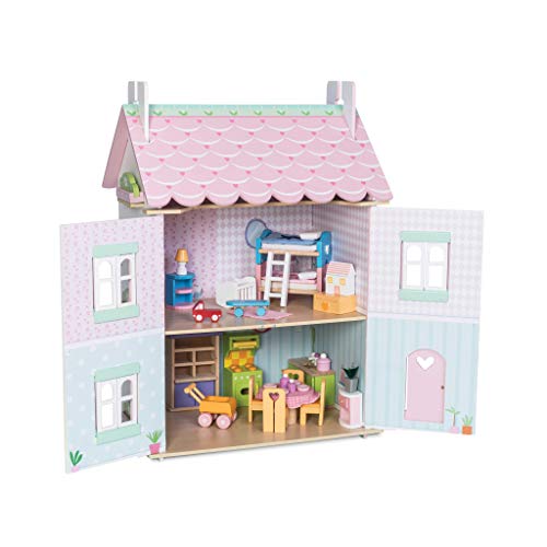 Le Toy Van - Casita de muñecas Sweetheart Cottage | Casita de muñecas de madera con muebles incluidos | A partir de 3 años +