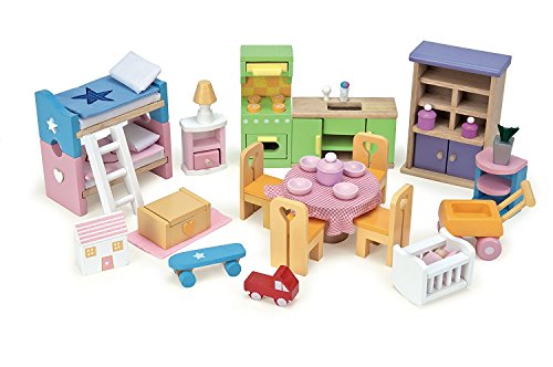 Le Toy Van - Casita de muñecas Sweetheart Cottage | Casita de muñecas de madera con muebles incluidos | A partir de 3 años +