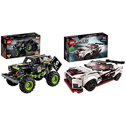 Lego  42118 Technic Monster Jam Grave Digger, Modelo 2 En 1 +  76896 Speed Champions Nissan GT-R Nismo Juguete De Construcción De Icónico Coche De Carreras con Mini Figura