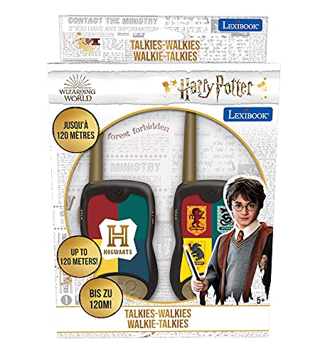 LEXIBOOK Warner Harry Potter Walkie-talkies, Pinza para Colgar del cinturón, 2 Canales, batería, para Niños, Negro/Oro