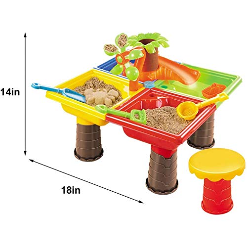 LGRQWER Mesa De Juego De Arena Y Agua, Centro De Mesa De Agua De Arena Cuadrada para Niños, Juguete De Mesa De Arena Y Agua De Actividad Ajustable con Herramienta para Juguetes Al Aire Libre