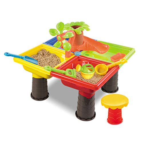 LGRQWER Mesa De Juego De Arena Y Agua, Centro De Mesa De Agua De Arena Cuadrada para Niños, Juguete De Mesa De Arena Y Agua De Actividad Ajustable con Herramienta para Juguetes Al Aire Libre