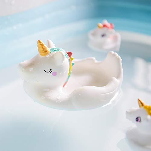 LIGHTALING 4 Paquetes Goma baño Bebe Unicornio Juguetes bañera Bebe Juego Flotante de Bañera Figura Set, Juguete Bebe 9 Meses Animales Marinos de Juguete Juguetes baño Bebe