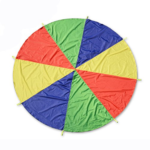 LIOOBO Kids Parachute Rainbow Play Tents Juego para la Actividad de Team Building y Juegos al Aire Libre en Interiores 3 Metros