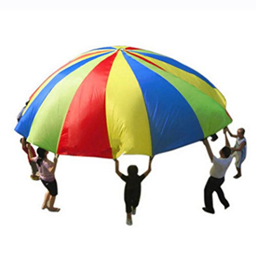 LIOOBO Kids Parachute Rainbow Play Tents Juego para la Actividad de Team Building y Juegos al Aire Libre en Interiores 3 Metros