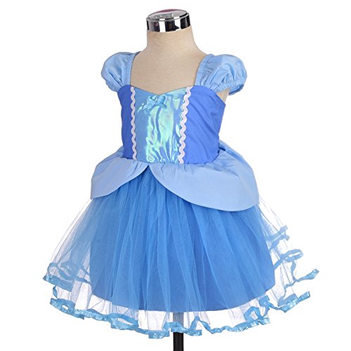 Lito Angels Disfraz de Princesa Cenicienta Vestido Tul para Bebé Niñas Talla 18-24 Meses, Azul