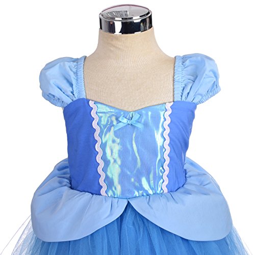 Lito Angels Disfraz de Princesa Cenicienta Vestido Tul para Bebé Niñas Talla 18-24 Meses, Azul