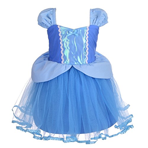 Lito Angels Disfraz de Princesa Cenicienta Vestido Tul para Bebé Niñas Talla 18-24 Meses, Azul