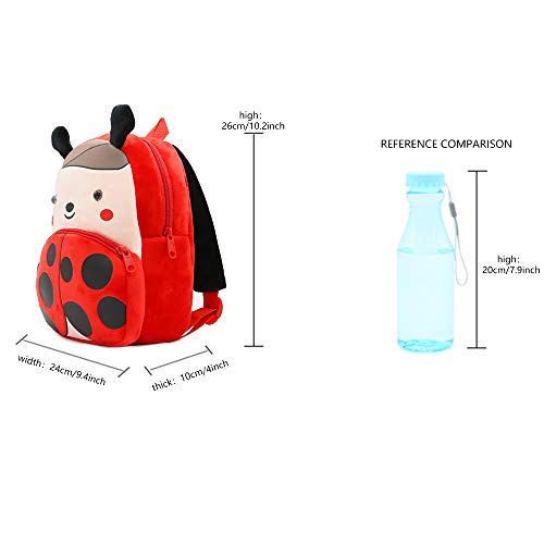 Litthing Mochila Infantil Peluche Escuela Bolsa de Dibujos Animados para Niña y Niño 1-4 Años-Mariquita