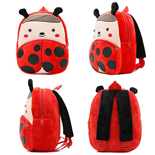 Litthing Mochila Infantil Peluche Escuela Bolsa de Dibujos Animados para Niña y Niño 1-4 Años-Mariquita