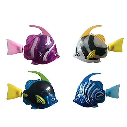 LIYT Peces eléctricos, Juguetes del baño del bebé, Piscina Robot, simulado Natación de los Pescados, Agua del Tanque pileta Transparente de Las Luces,5pcs