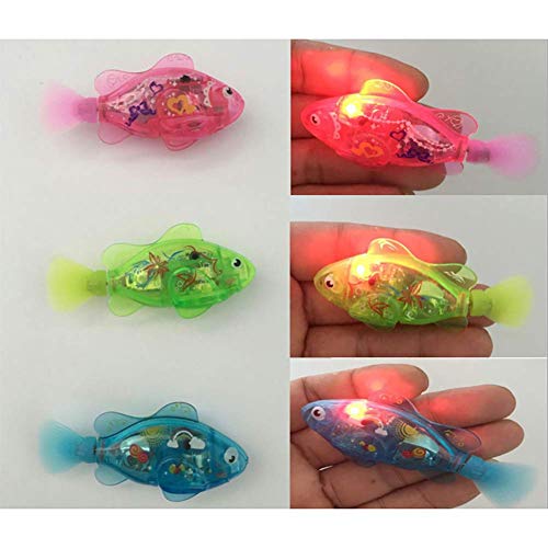 LIYT Peces eléctricos, Juguetes del baño del bebé, Piscina Robot, simulado Natación de los Pescados, Agua del Tanque pileta Transparente de Las Luces,5pcs