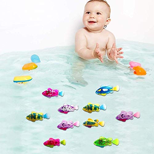 LIYT Peces eléctricos, Juguetes del baño del bebé, Piscina Robot, simulado Natación de los Pescados, Agua del Tanque pileta Transparente de Las Luces,5pcs